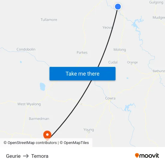 Geurie to Temora map
