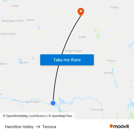 Hamilton Valley to Temora map