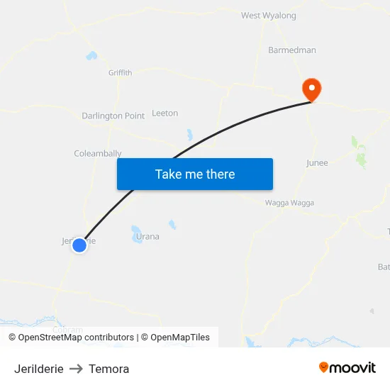 Jerilderie to Temora map