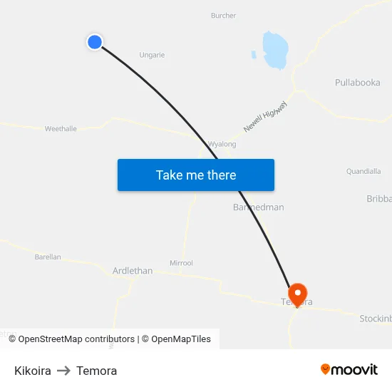 Kikoira to Temora map