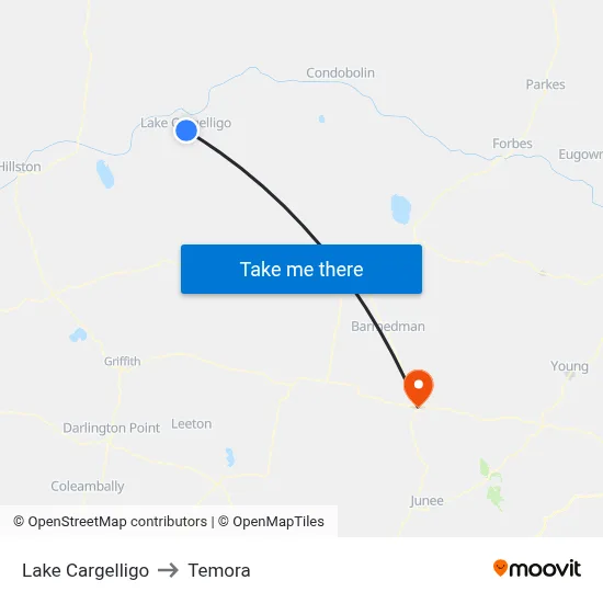 Lake Cargelligo to Temora map
