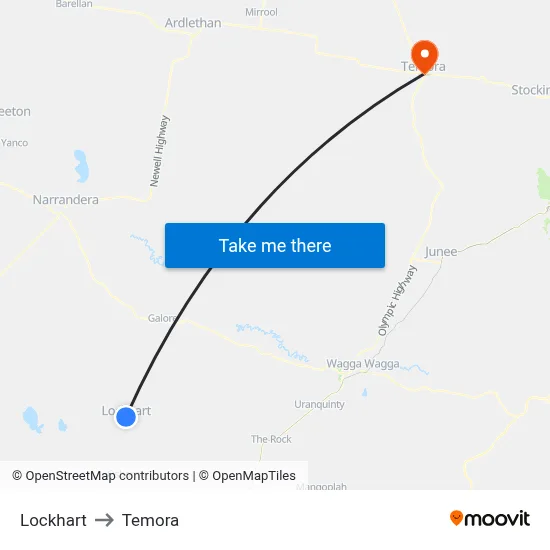 Lockhart to Temora map