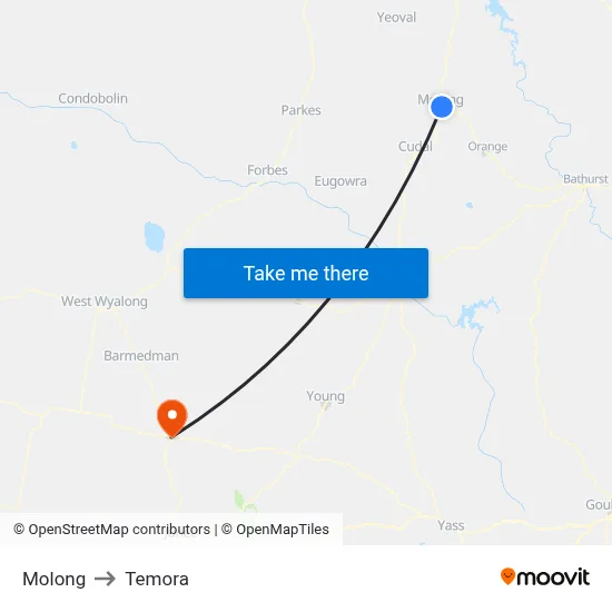 Molong to Temora map