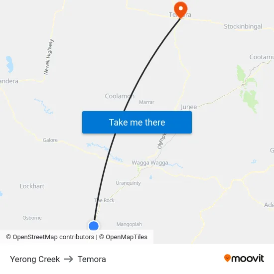 Yerong Creek to Temora map