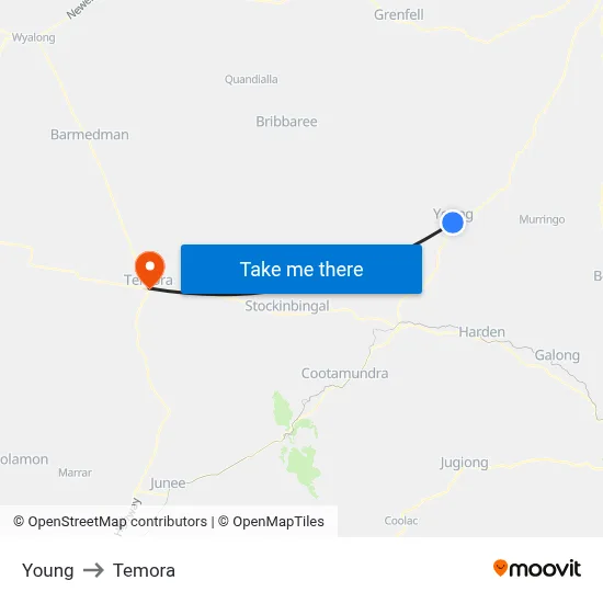 Young to Temora map