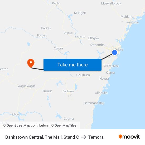 Bankstown Central, The Mall, Stand C to Temora map