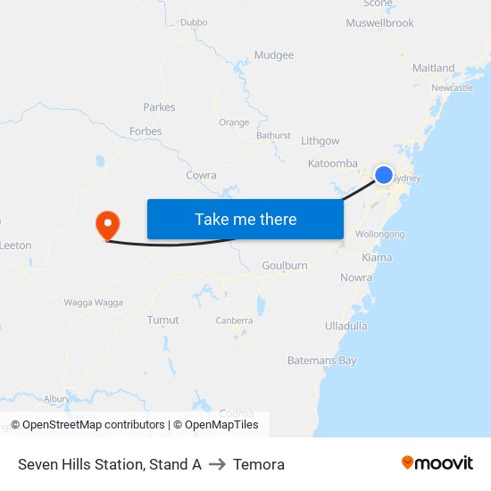 Seven Hills Station, Stand A to Temora map