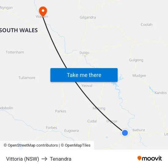 Vittoria (NSW) to Tenandra map