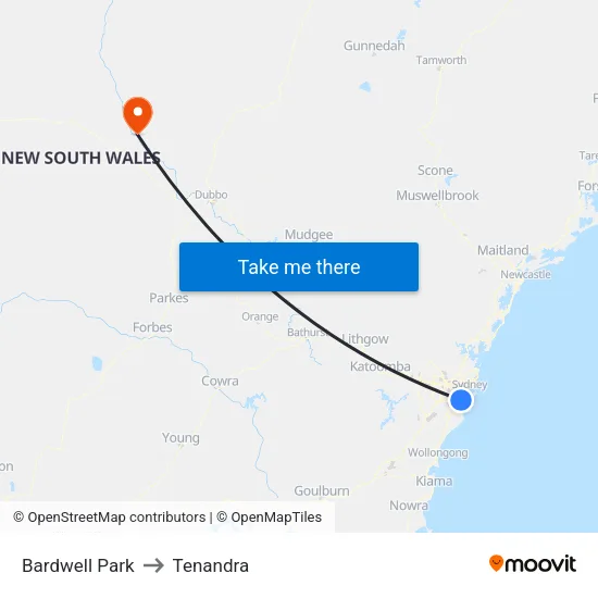 Bardwell Park to Tenandra map