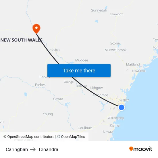 Caringbah to Tenandra map