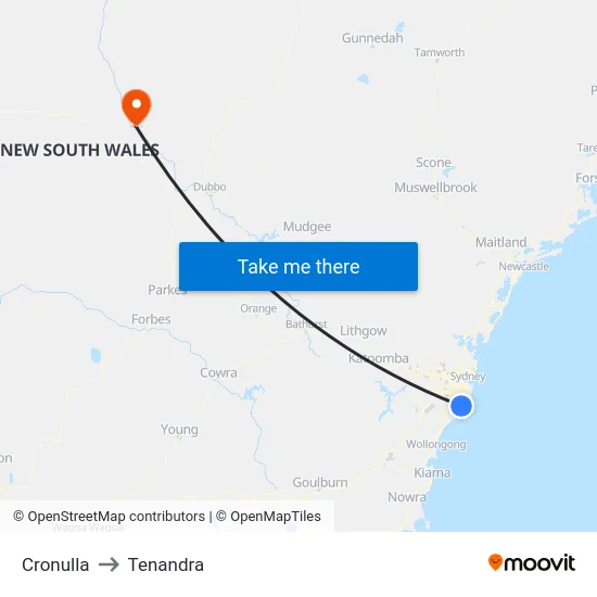 Cronulla to Tenandra map
