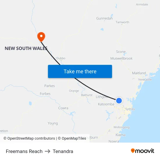 Freemans Reach to Tenandra map