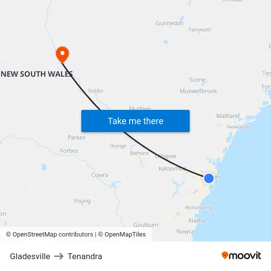 Gladesville to Tenandra map