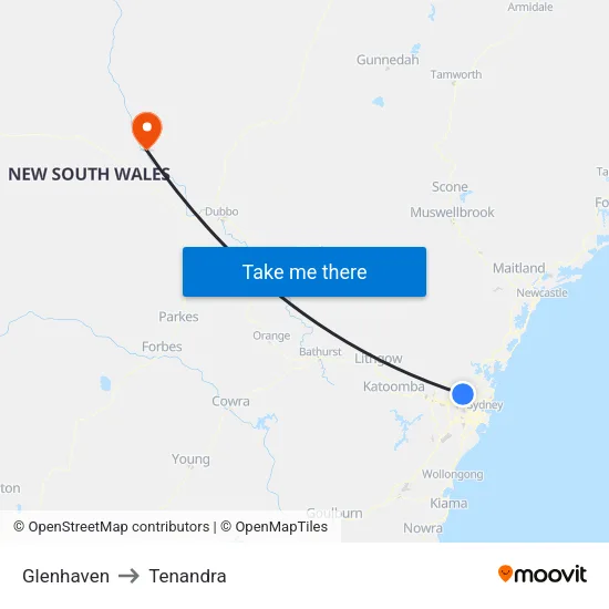 Glenhaven to Tenandra map