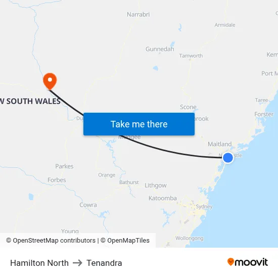 Hamilton North to Tenandra map