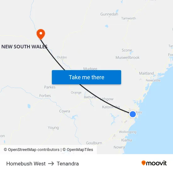 Homebush West to Tenandra map
