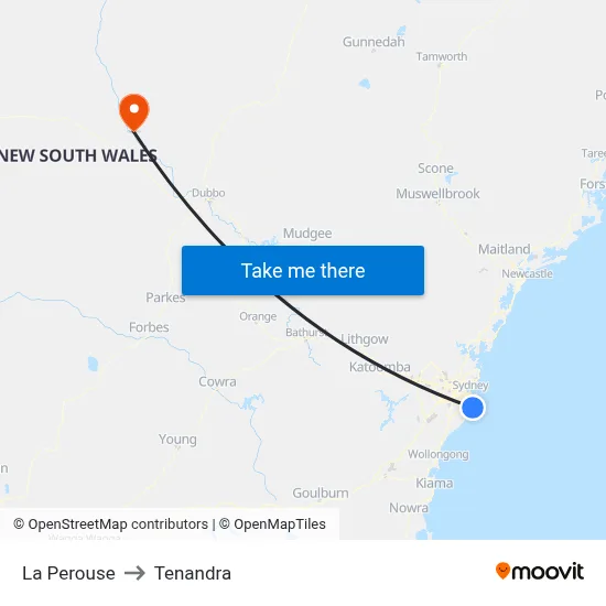 La Perouse to Tenandra map