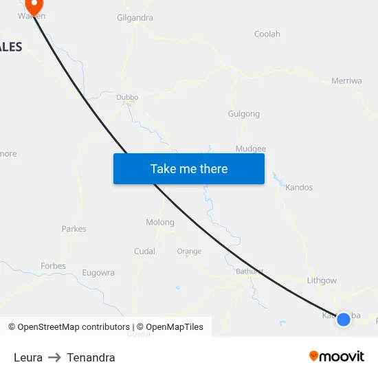 Leura to Tenandra map