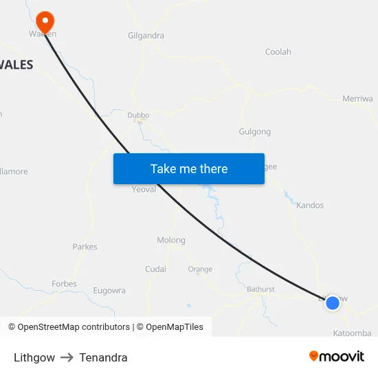 Lithgow to Tenandra map