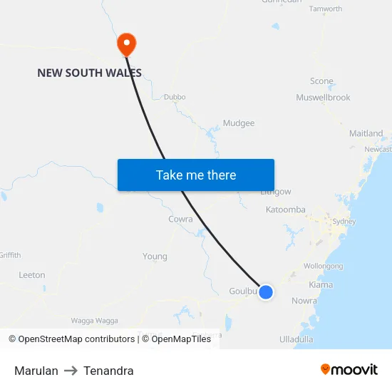 Marulan to Tenandra map