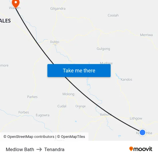 Medlow Bath to Tenandra map