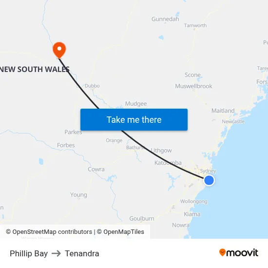 Phillip Bay to Tenandra map