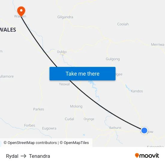 Rydal to Tenandra map