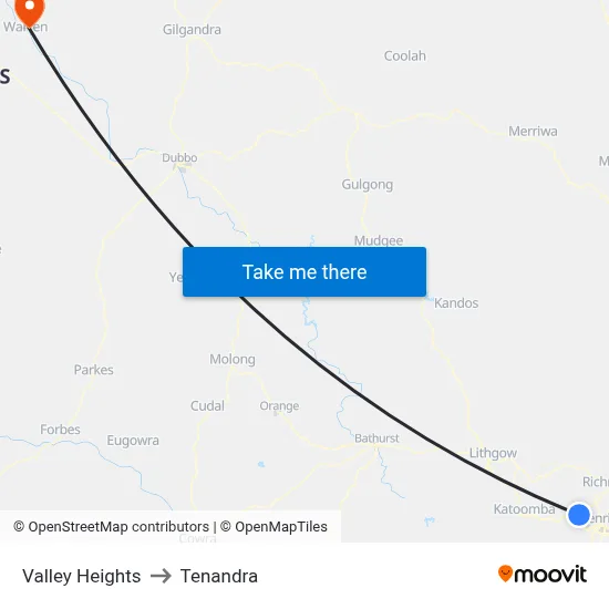 Valley Heights to Tenandra map