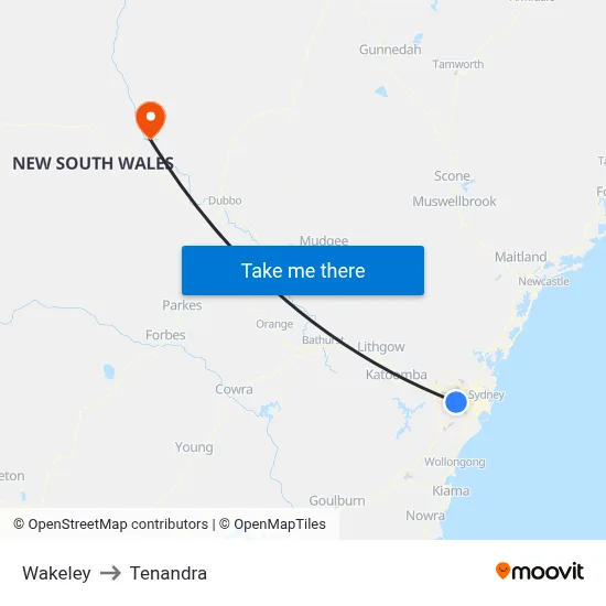 Wakeley to Tenandra map