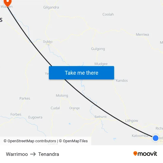 Warrimoo to Tenandra map