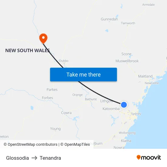 Glossodia to Tenandra map