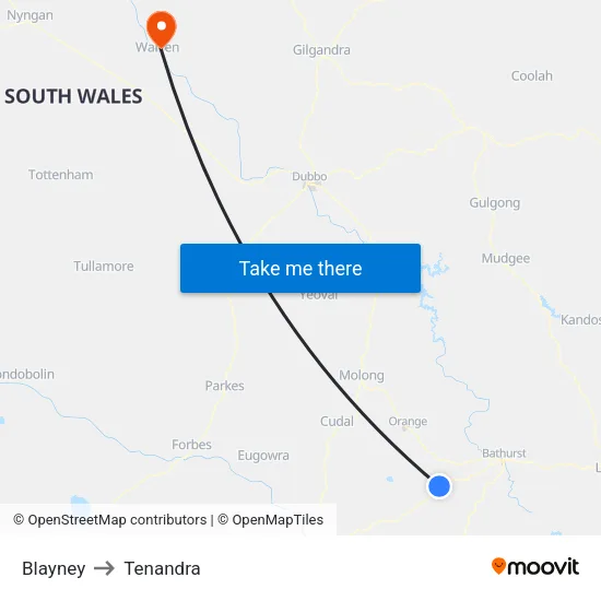 Blayney to Tenandra map