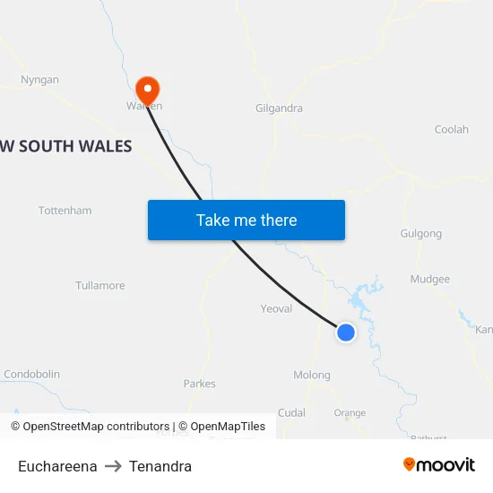 Euchareena to Tenandra map