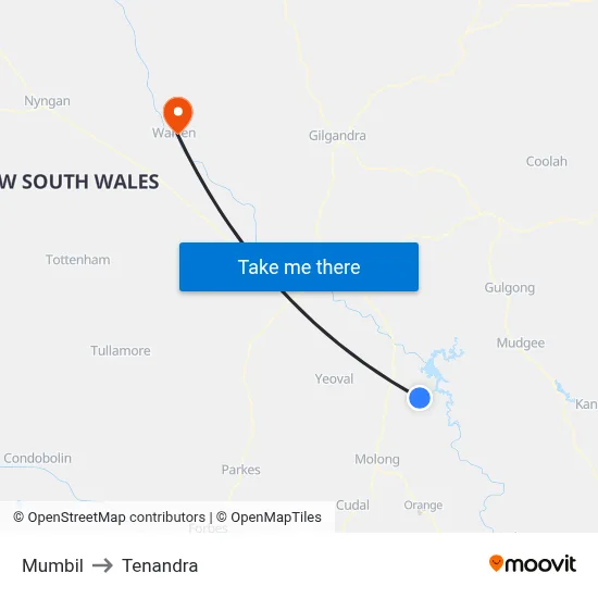 Mumbil to Tenandra map