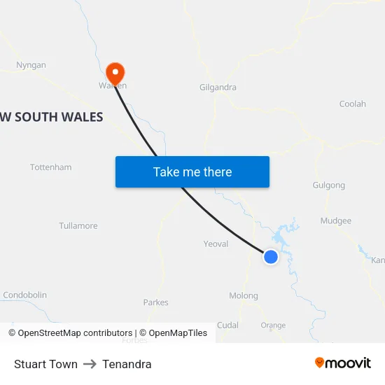 Stuart Town to Tenandra map