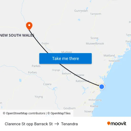Clarence St opp Barrack St to Tenandra map