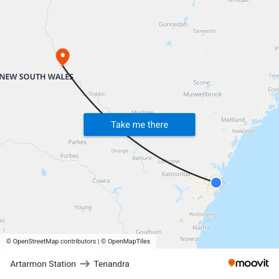 Artarmon Station to Tenandra map