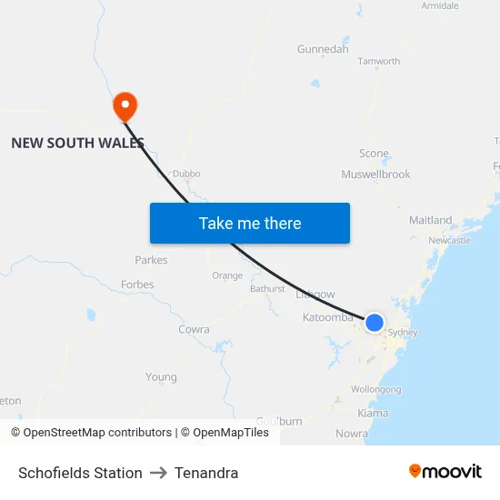 Schofields Station to Tenandra map