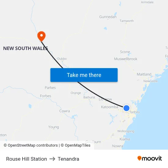 Rouse Hill Station to Tenandra map