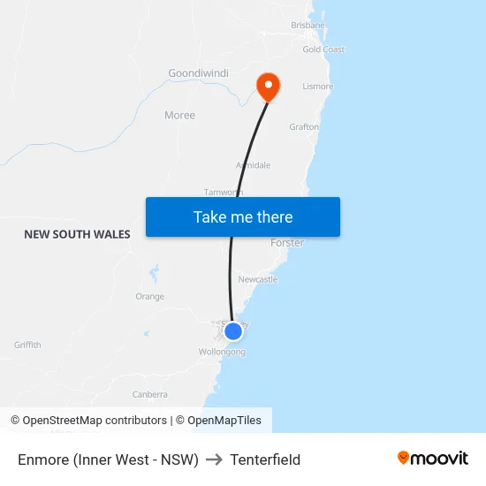 Enmore (Inner West - NSW) to Tenterfield map