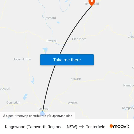 Kingswood (Tamworth Regional - NSW) to Tenterfield map
