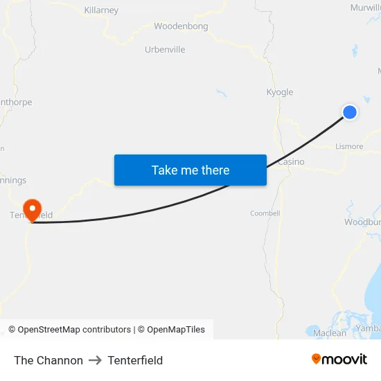 The Channon to Tenterfield map