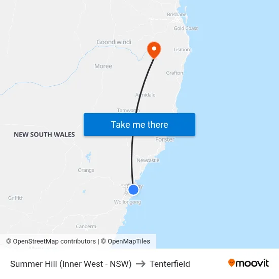 Summer Hill (Inner West - NSW) to Tenterfield map