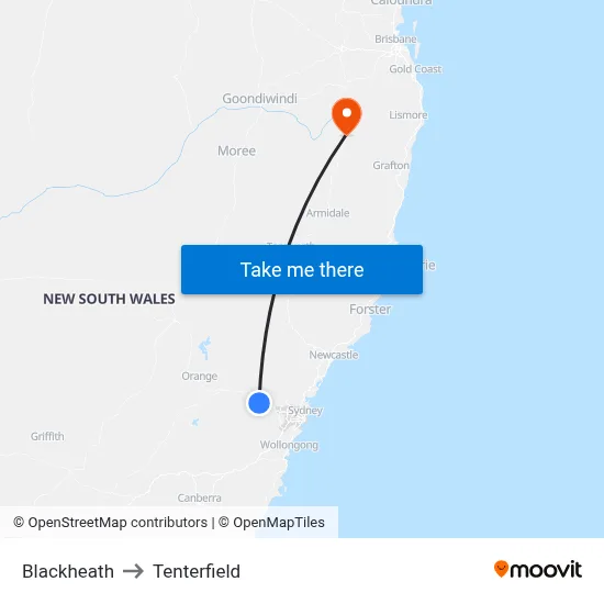 Blackheath to Tenterfield map