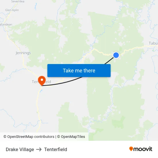 Drake Village to Tenterfield map