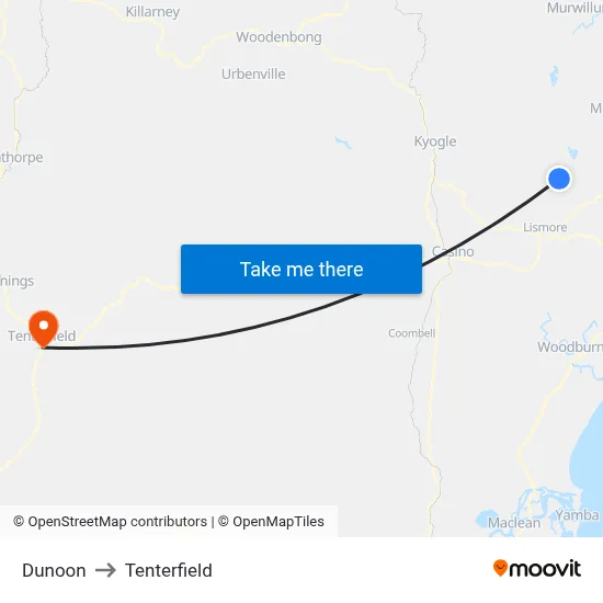 Dunoon to Tenterfield map
