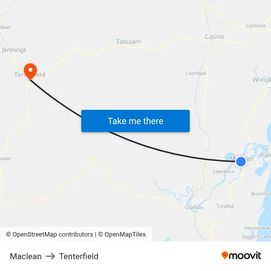 Maclean to Tenterfield map