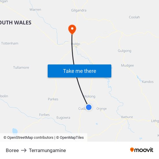 Boree to Terramungamine map