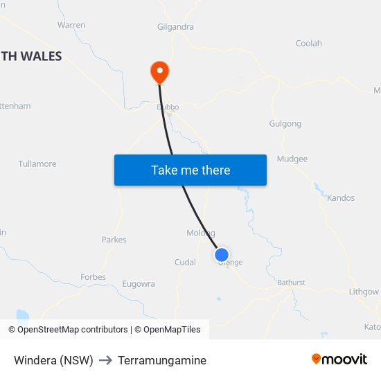 Windera (NSW) to Terramungamine map