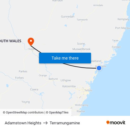 Adamstown Heights to Terramungamine map